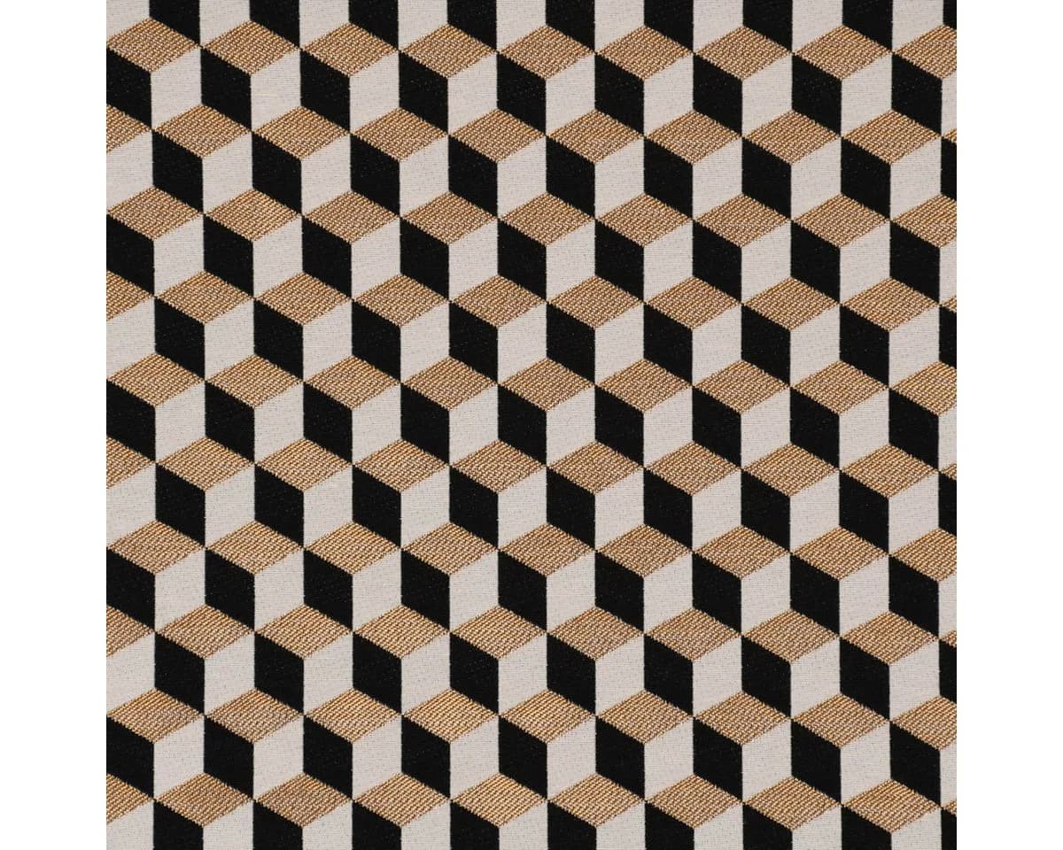 SCHÖNER LEBEN. Dekokissen Jacquard 3D Würfel Schwarz Gold Ecru - Bild 3