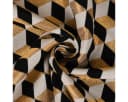SCHÖNER LEBEN. Dekokissen Jacquard 3D Würfel Schwarz Gold Ecru Bild 5