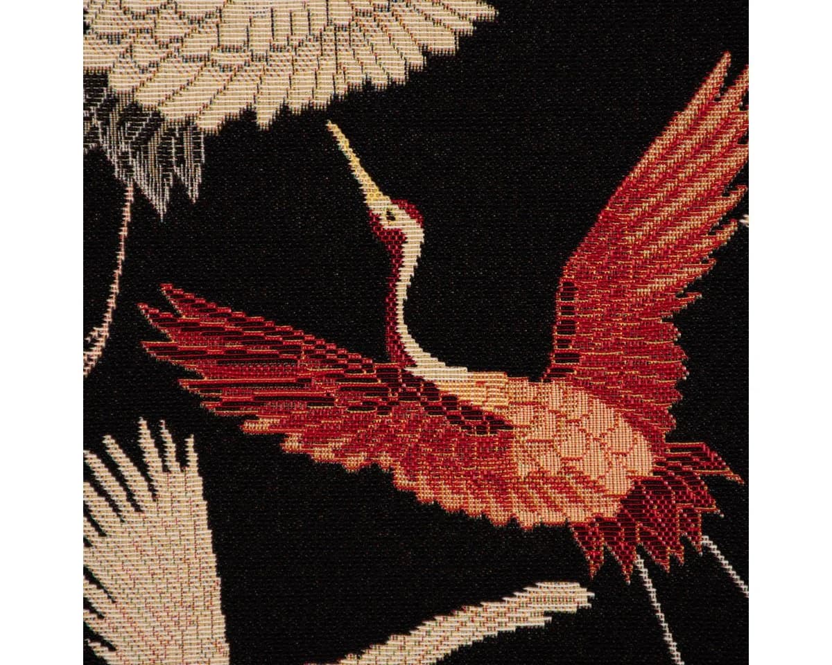SCHÖNER LEBEN. Kissenhülle GobelCranebird Paradise Kraniche Schwarz Rot Beige - Bild 5
