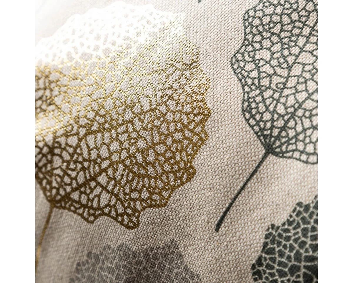 SCHÖNER LEBEN. Dekokissen Blätter Blattskelett Natur Grün Goldmetallic - Bild 3