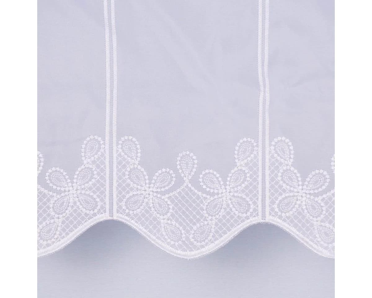 SCHÖNER LEBEN. Scheibengardine Meterware Voile Stickerei Ornamente weiß - Bild 5