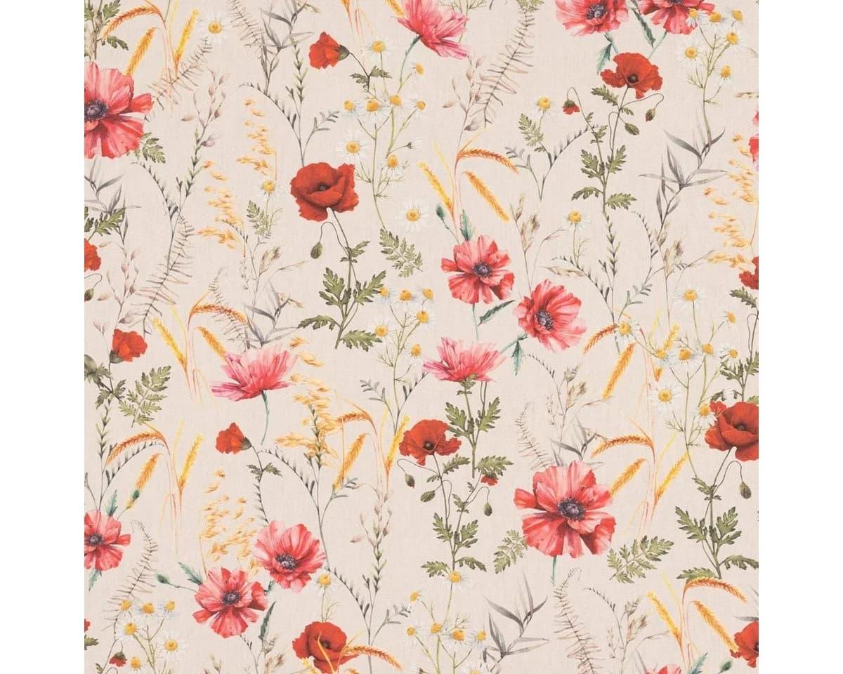 SCHÖNER LEBEN. Tischläufer Poppy Mohnblumen Kamille Getreide Digitaldruck