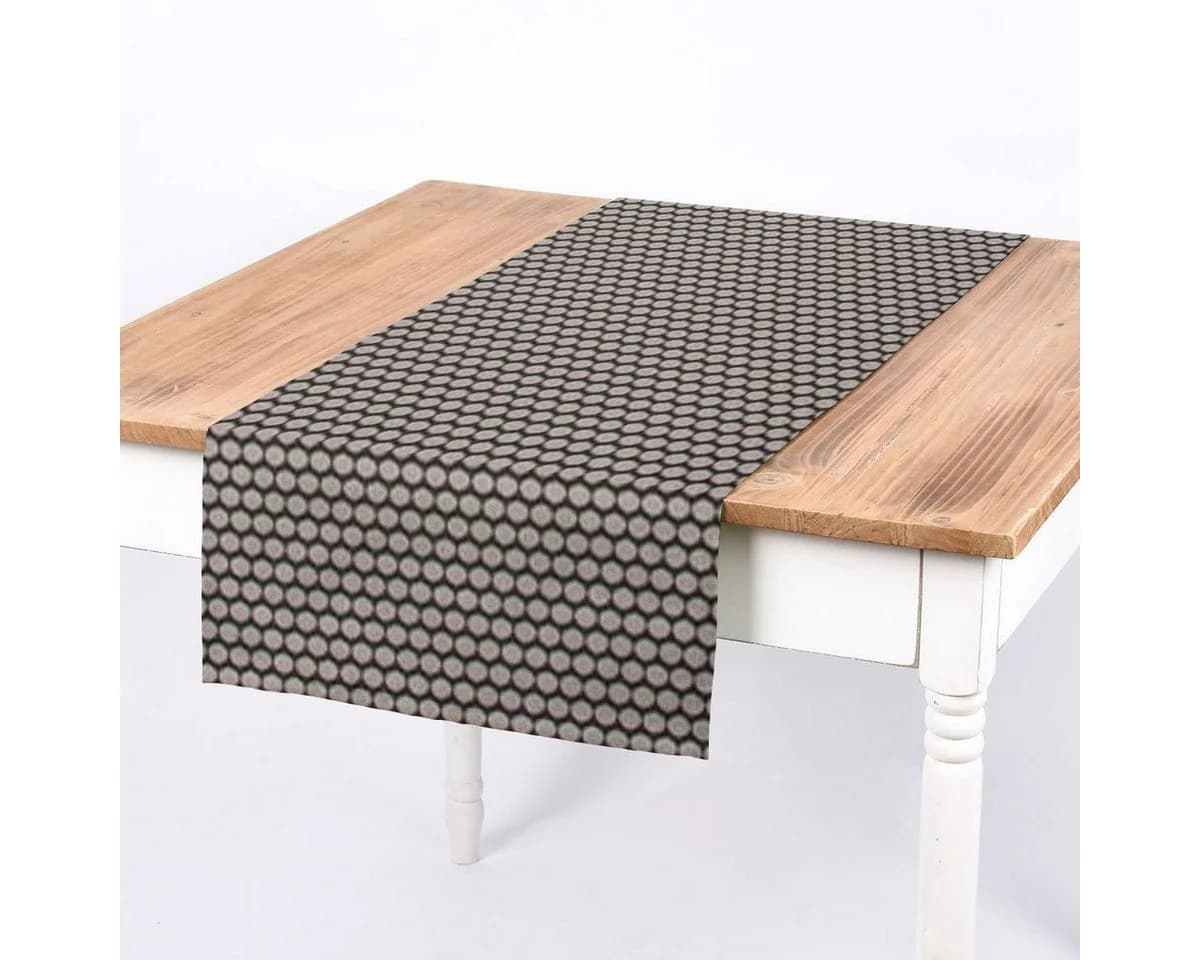 SCHÖNER LEBEN. Tischläufer Jacquard Punkte schwarz silbergrau - Bild 2