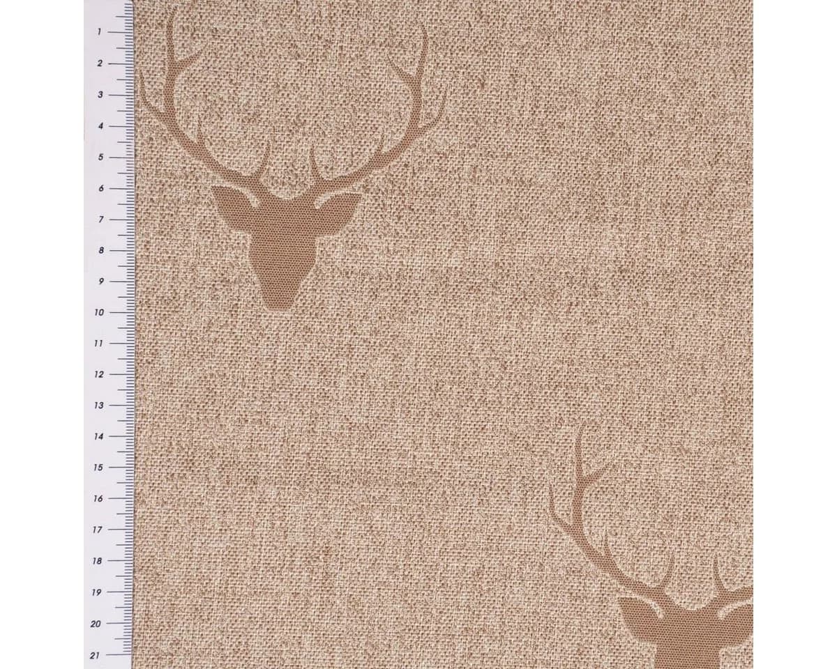 SCHÖNER LEBEN. Vorhang Jacquard Hirschkopf beige braun blickdicht Ösen - Bild 5
