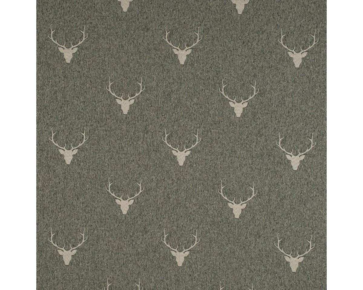 SCHÖNER LEBEN. Dekokissen Kissenhülle Jacquard Hirschkopf Geweih grün beige - Bild 4