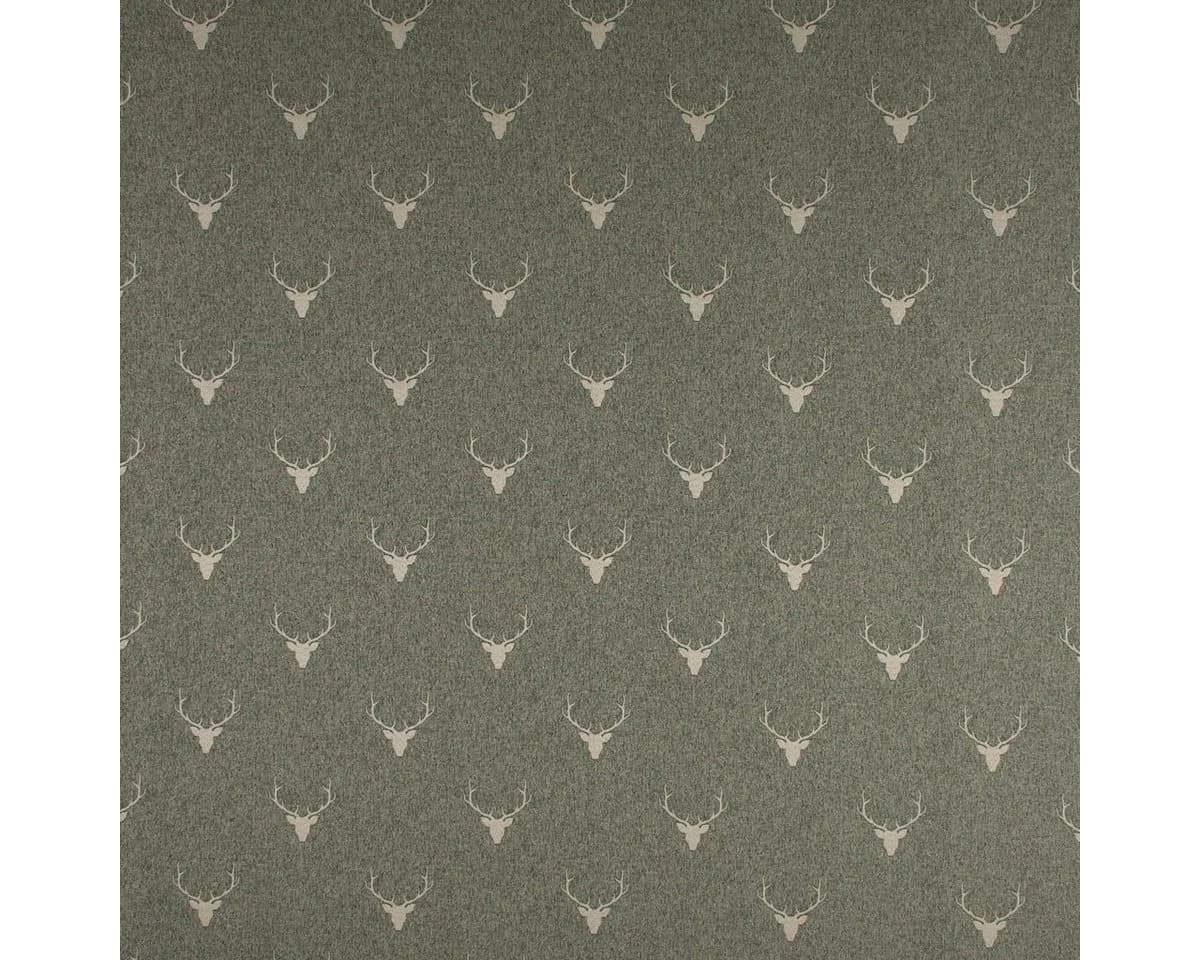 SCHÖNER LEBEN. Dekokissen Kissenhülle Jacquard Hirschkopf Geweih grün beige - Bild 5