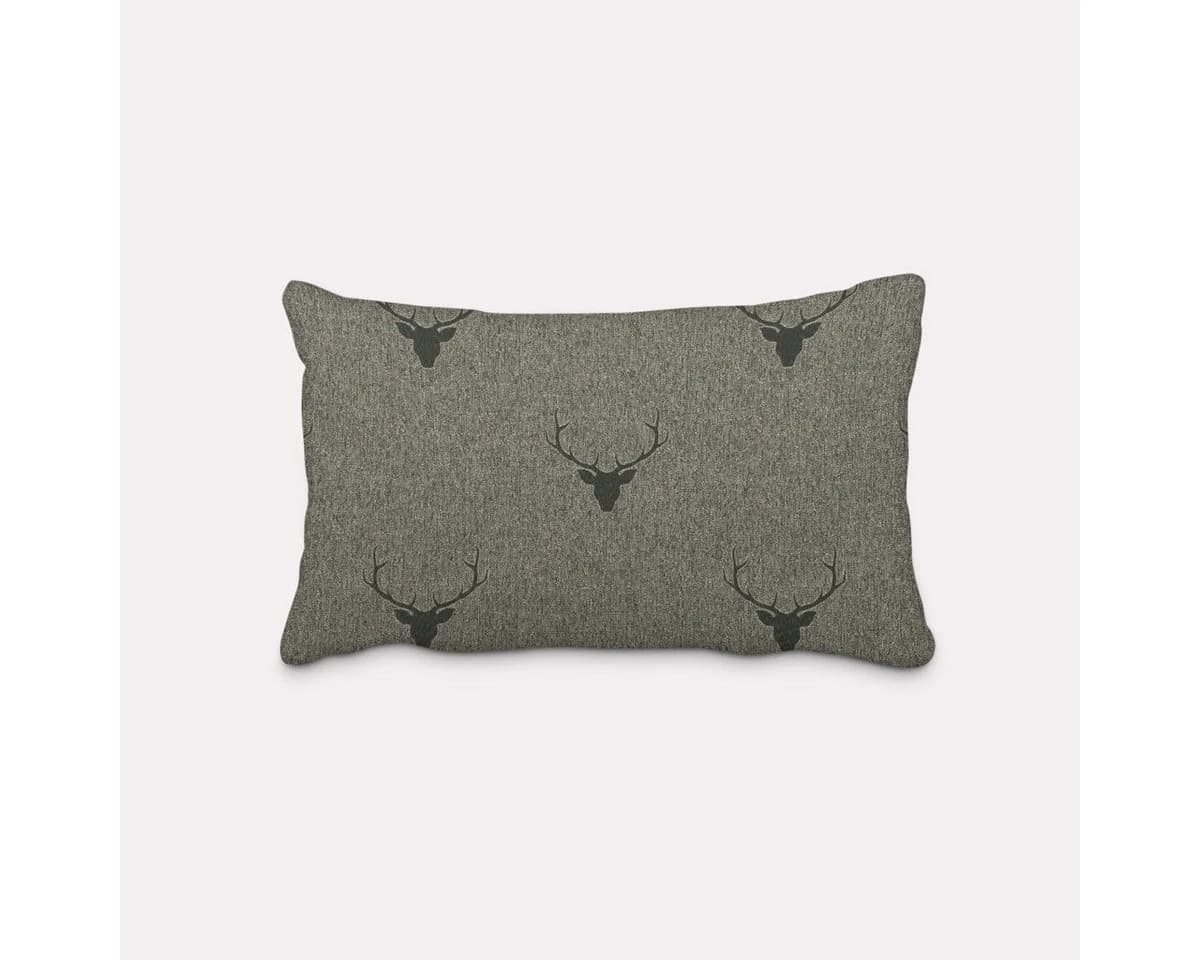 SCHÖNER LEBEN. Dekokissen Kissenhülle Hirschkopf Grün Jacquard