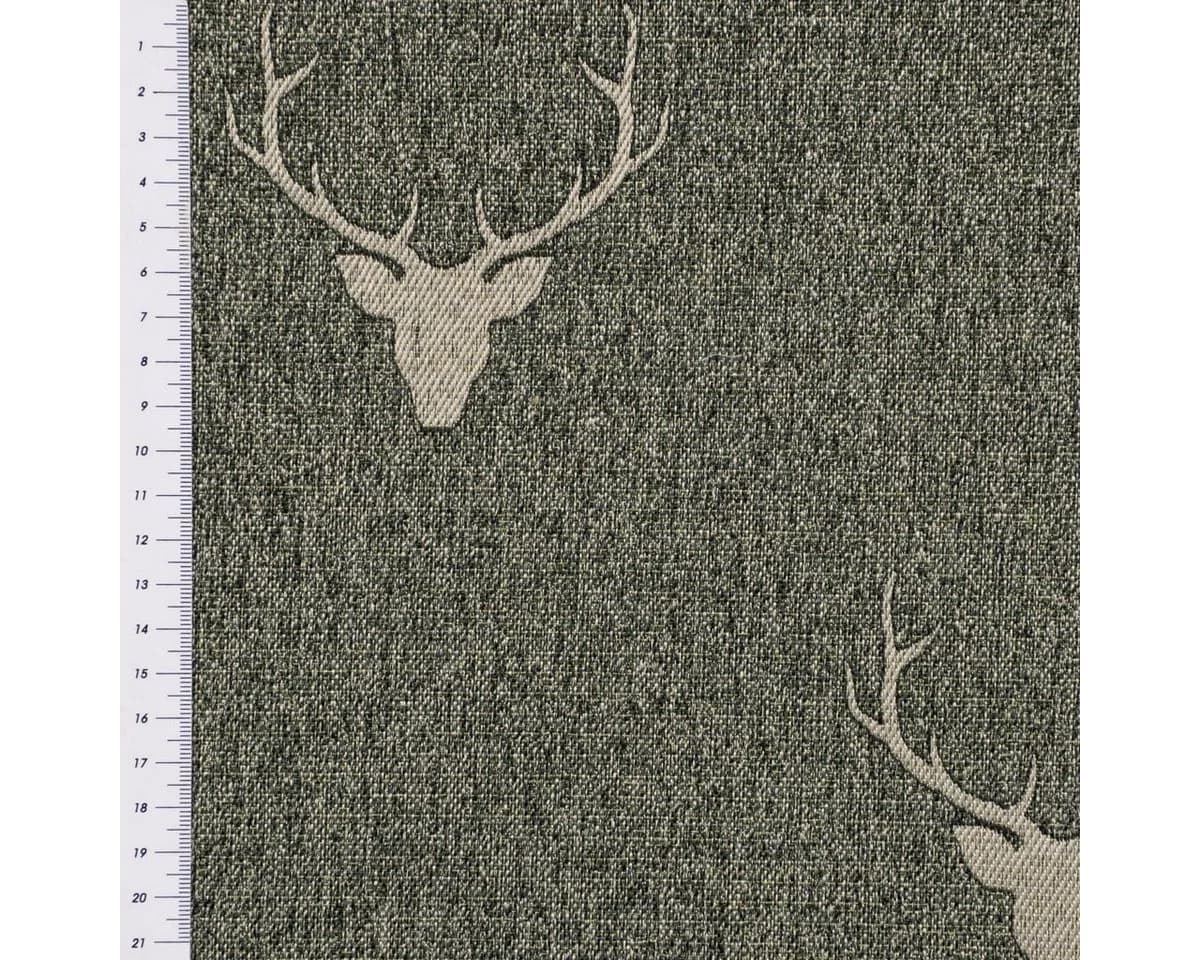 SCHÖNER LEBEN. Tischläufer Jacquard Hirschkopf Geweih Grün Beige - Bild 5