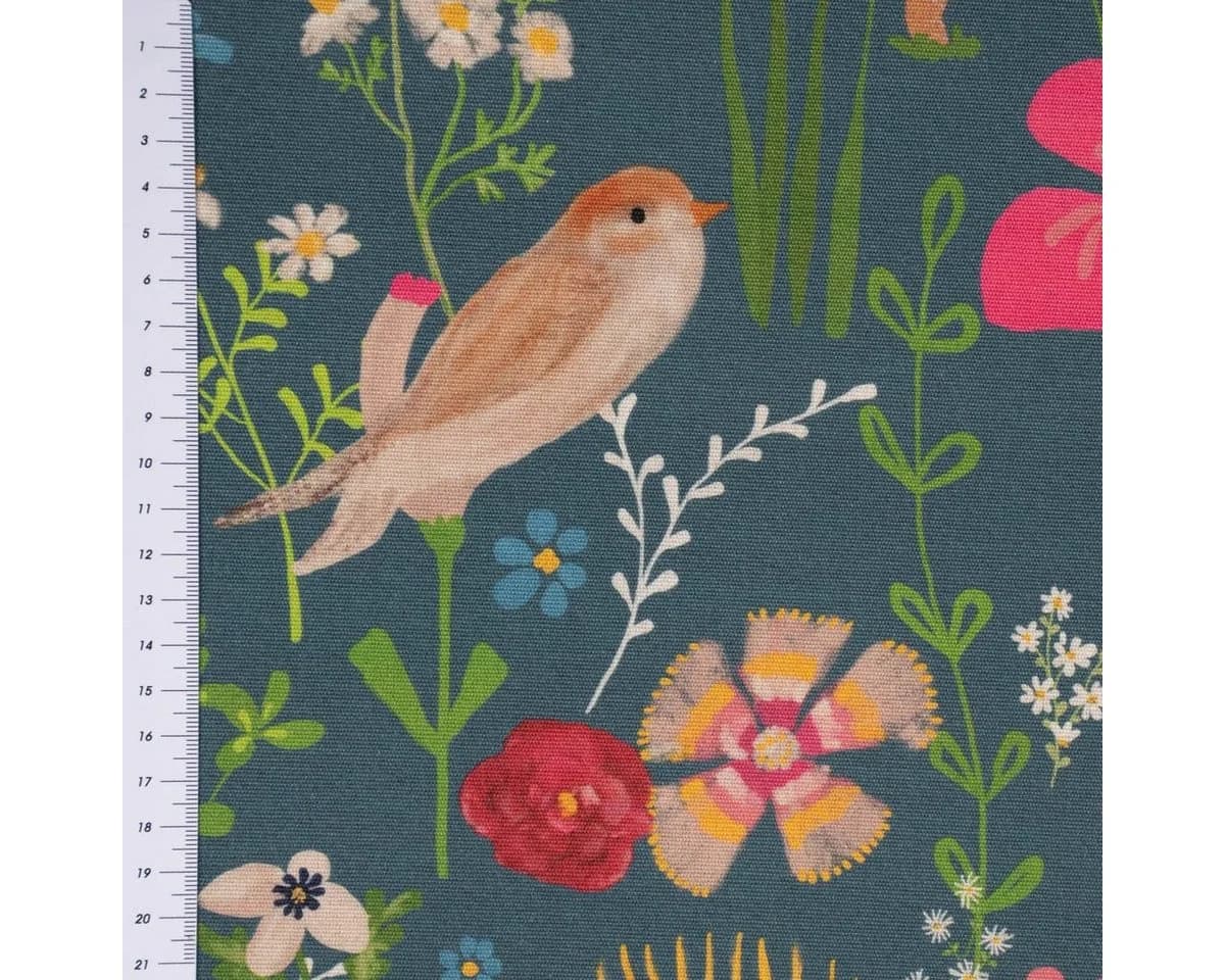 SCHÖNER LEBEN. Tischdecke Blumen Vögel Blau Abwaschbar - Bild 5