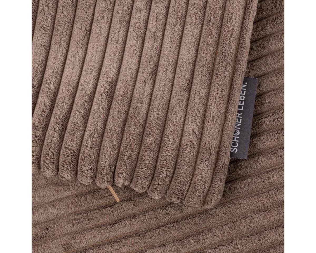 SCHÖNER LEBEN. Dekokissen Kissenhülle Breitcord Baby Rib braun - Bild 5
