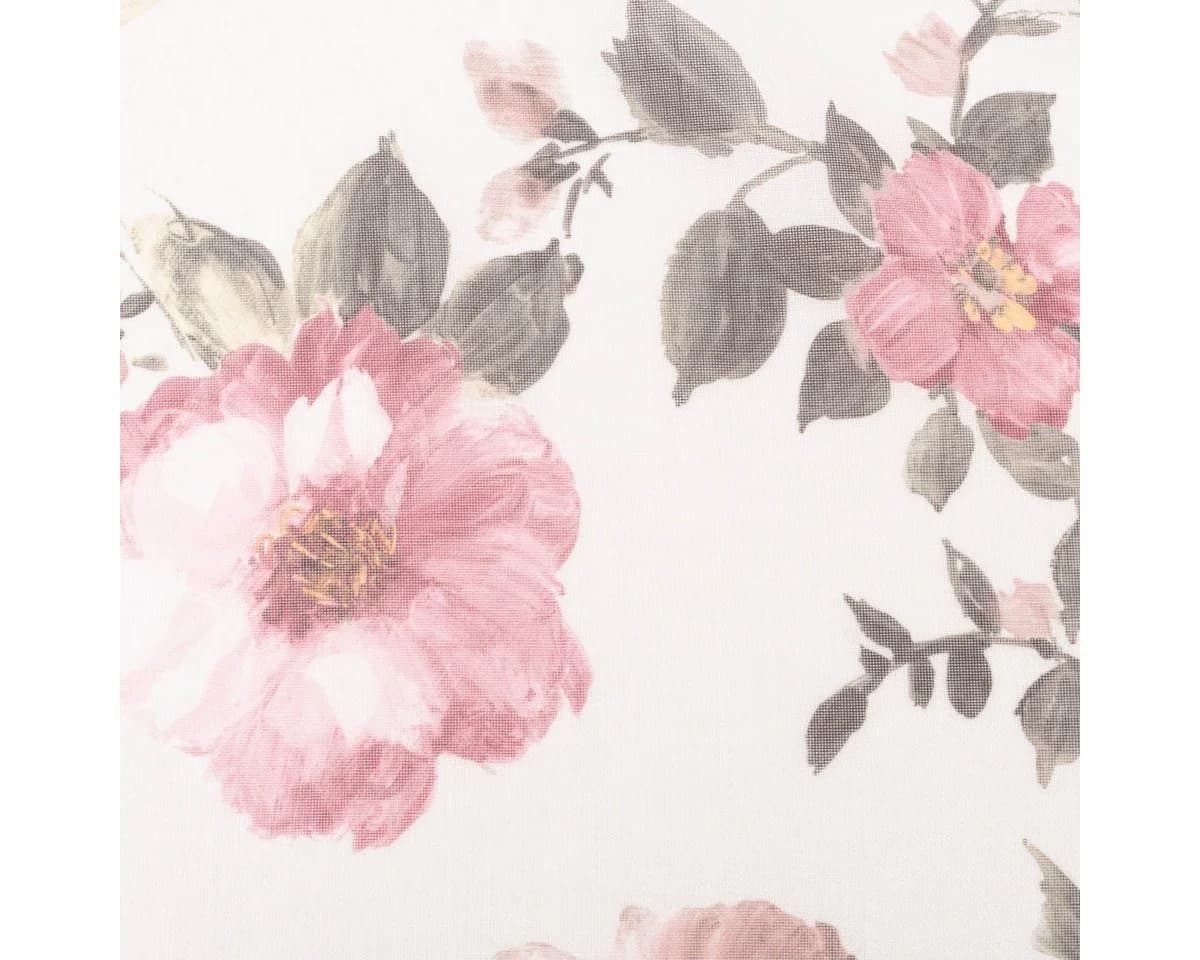 SCHÖNER LEBEN. Gardinenstoff Meterware Leinenoptik Ecru Rosa Rosenprint - Bild 4
