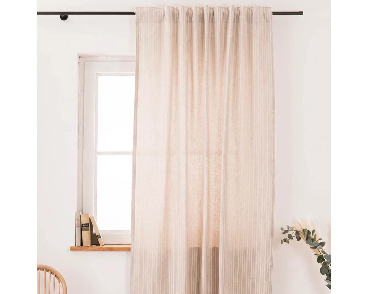 SCHÖNER LEBEN. Vorhang Basic Stripe Streifen Natur Weiß