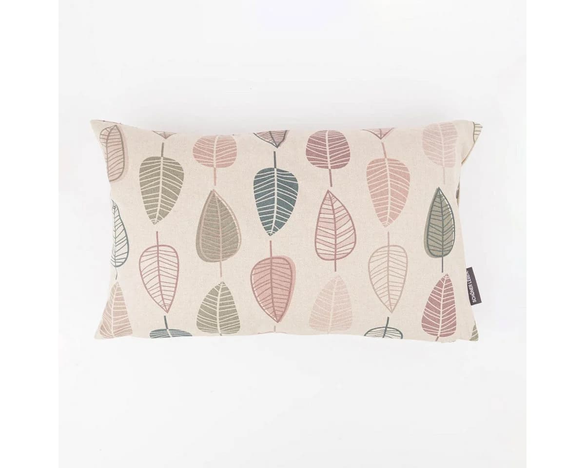 SCHÖNER LEBEN. Dekokissen Kissenhülle Scandi Retro Leaves natur rosa