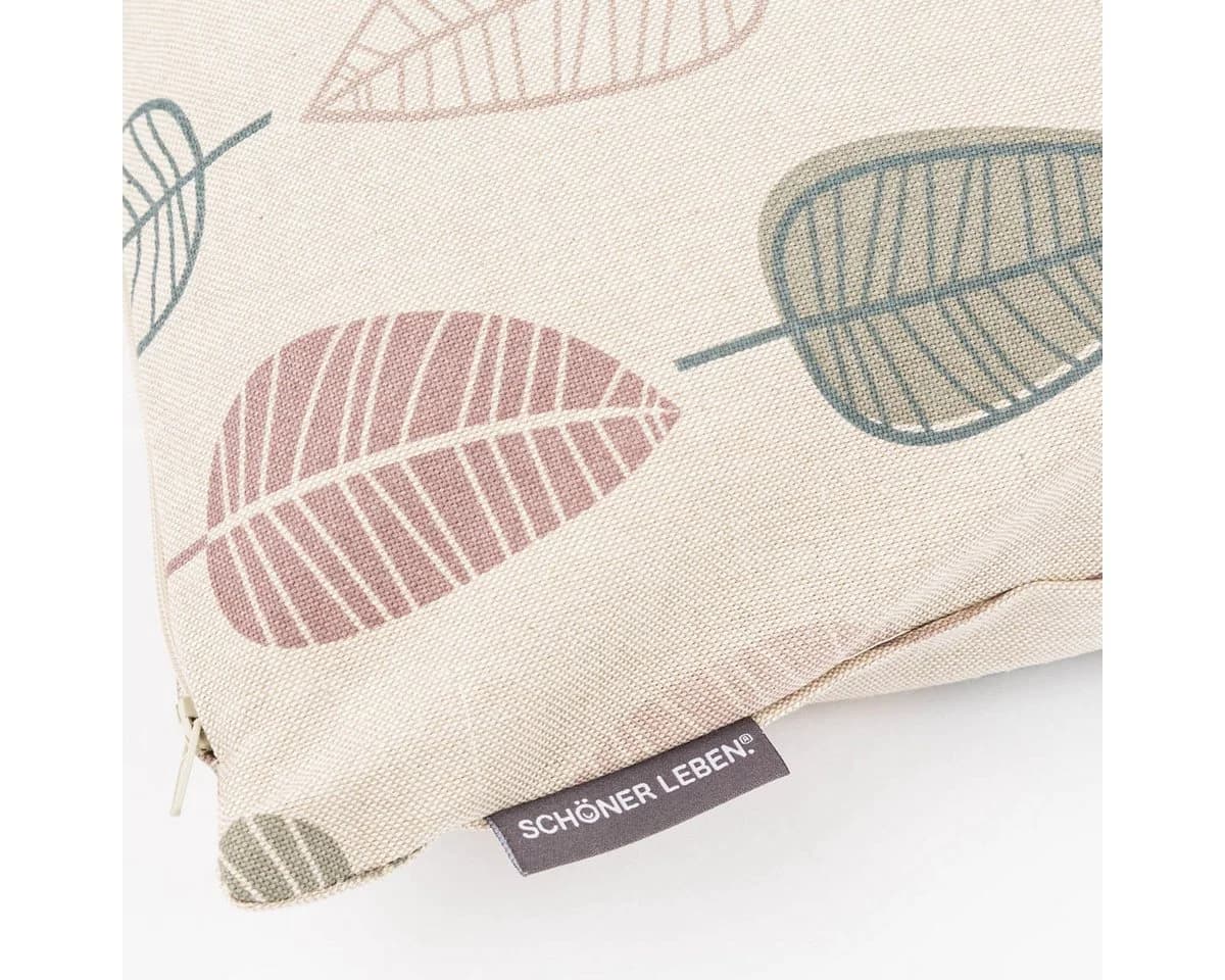 SCHÖNER LEBEN. Dekokissen Kissenhülle Scandi Retro Leaves natur rosa - Bild 5