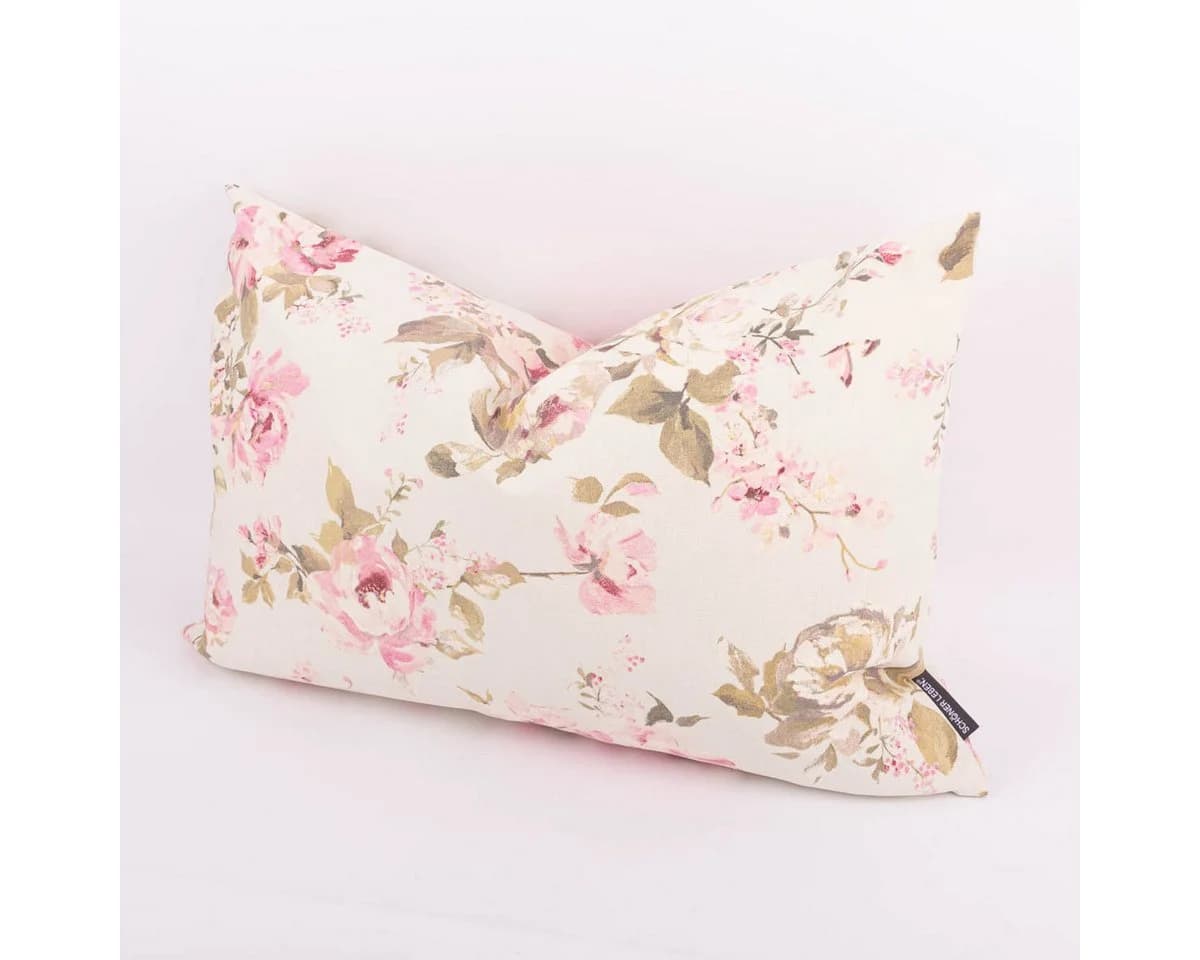 SCHÖNER LEBEN. Dekokissen Kissenhülle Classic Painted Rose ecru rosa