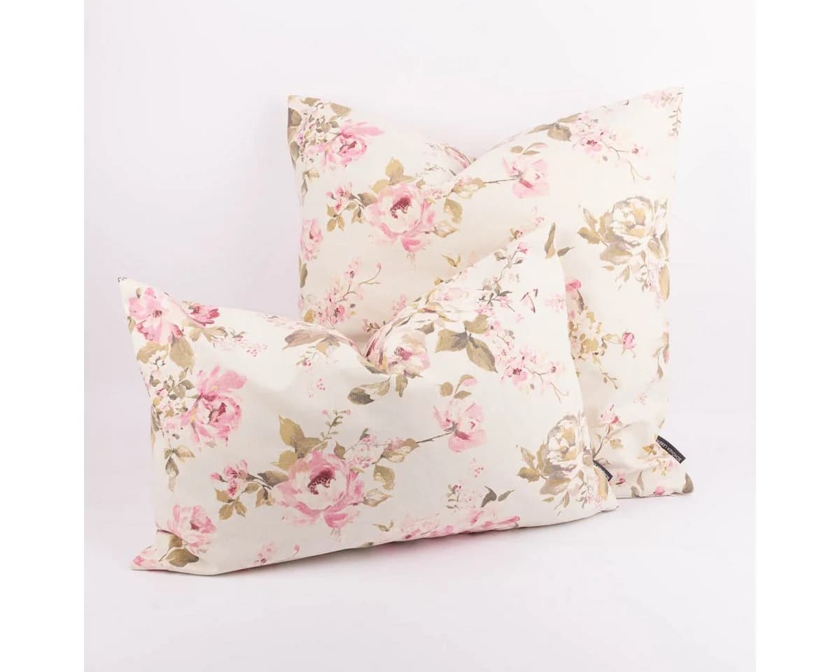 SCHÖNER LEBEN. Dekokissen Kissenhülle Classic Painted Rose ecru rosa - Bild 2