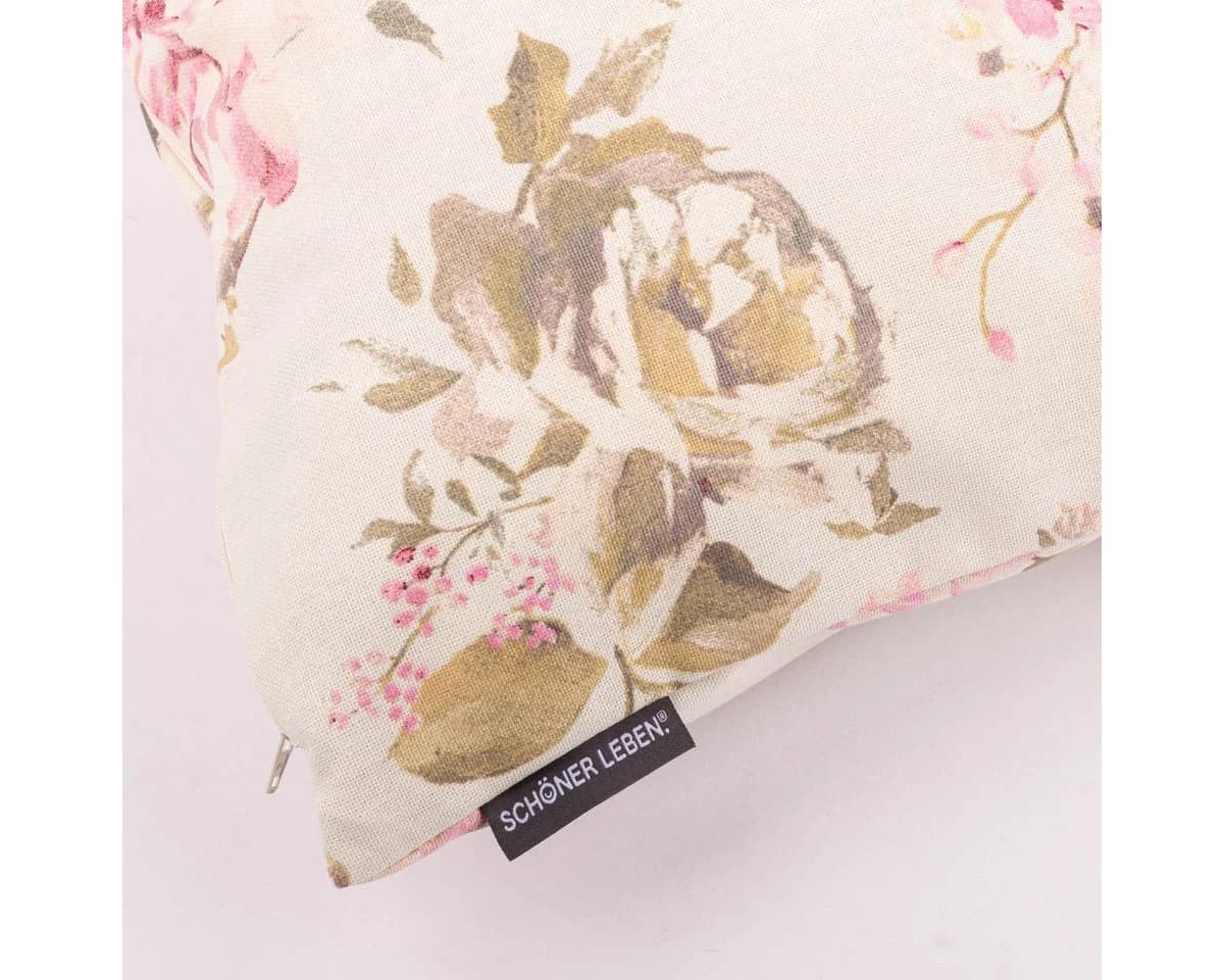 SCHÖNER LEBEN. Dekokissen Kissenhülle Classic Painted Rose ecru rosa - Bild 5