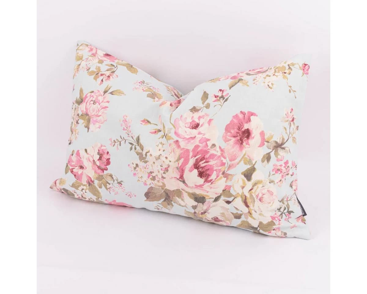 SCHÖNER LEBEN. Dekokissen Kissenhülle Classic Painted Rose hellblau