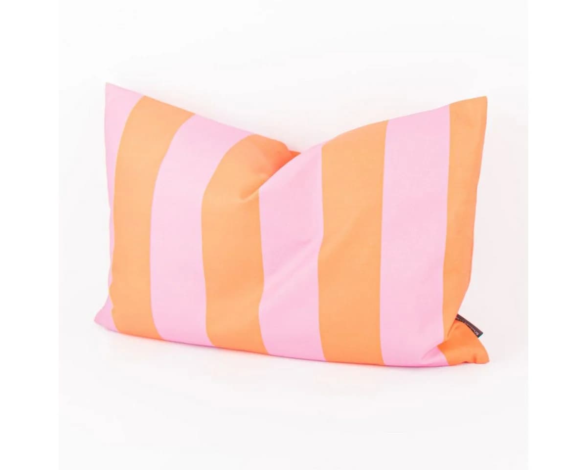 SCHÖNER LEBEN. Dekokissen Kissenhülle Streifen Orange Pink