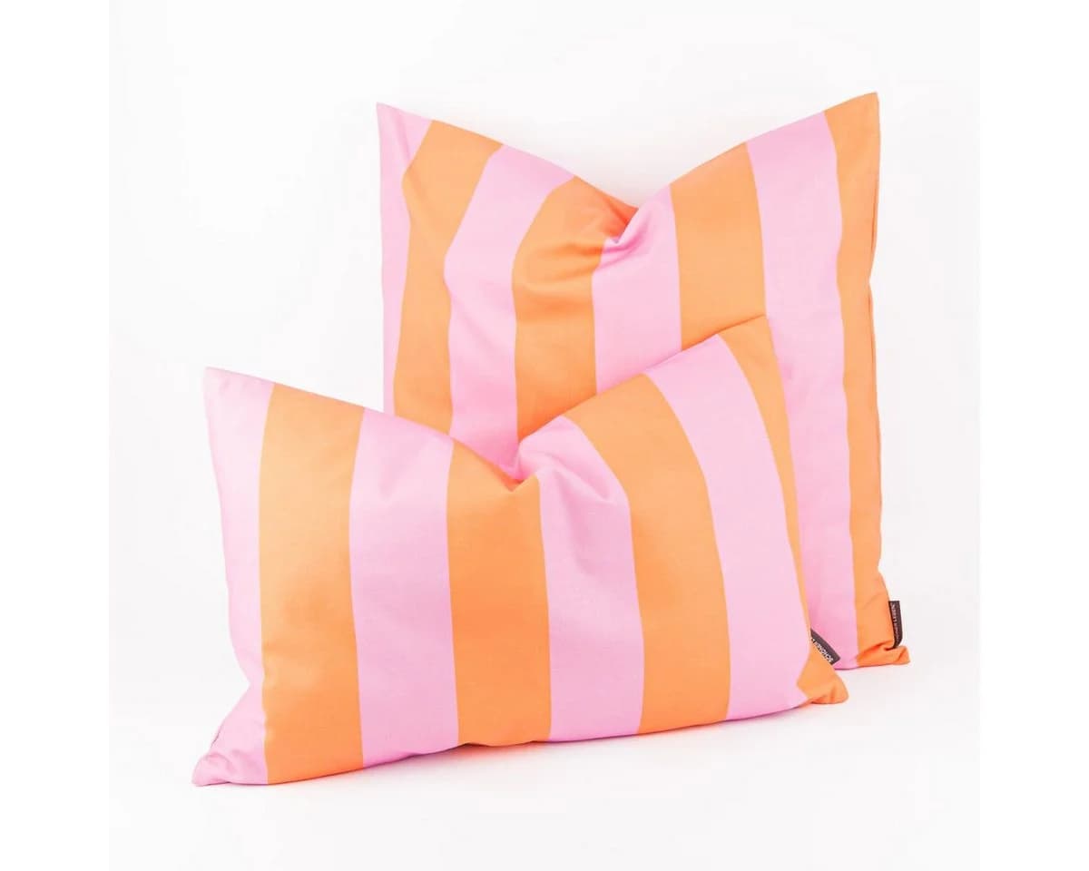 SCHÖNER LEBEN. Dekokissen Kissenhülle Streifen Orange Pink - Bild 2
