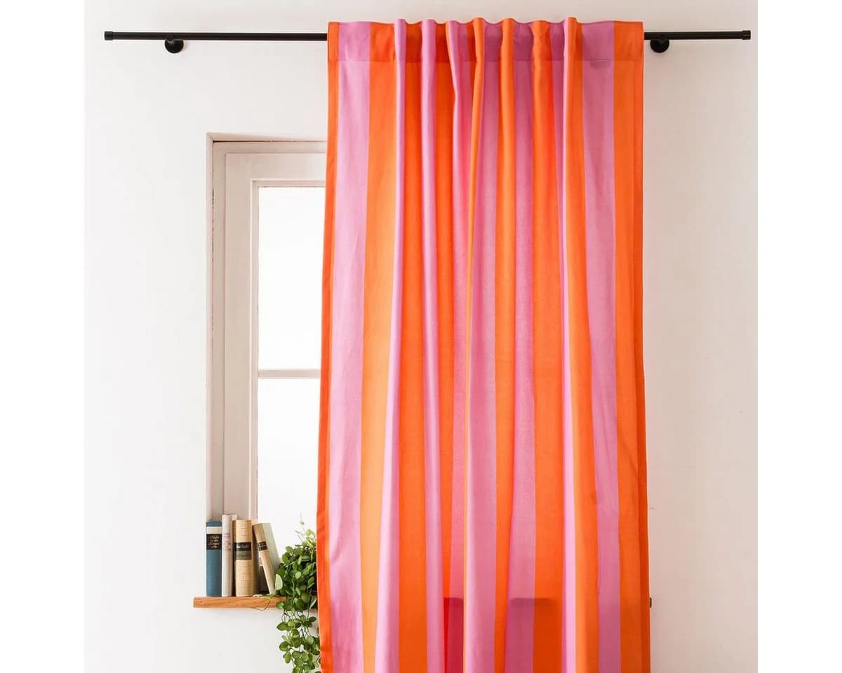 SCHÖNER LEBEN. Vorhang Smok-Schlaufe Streifen orange pink blickdicht Baumwolle - Bild 2