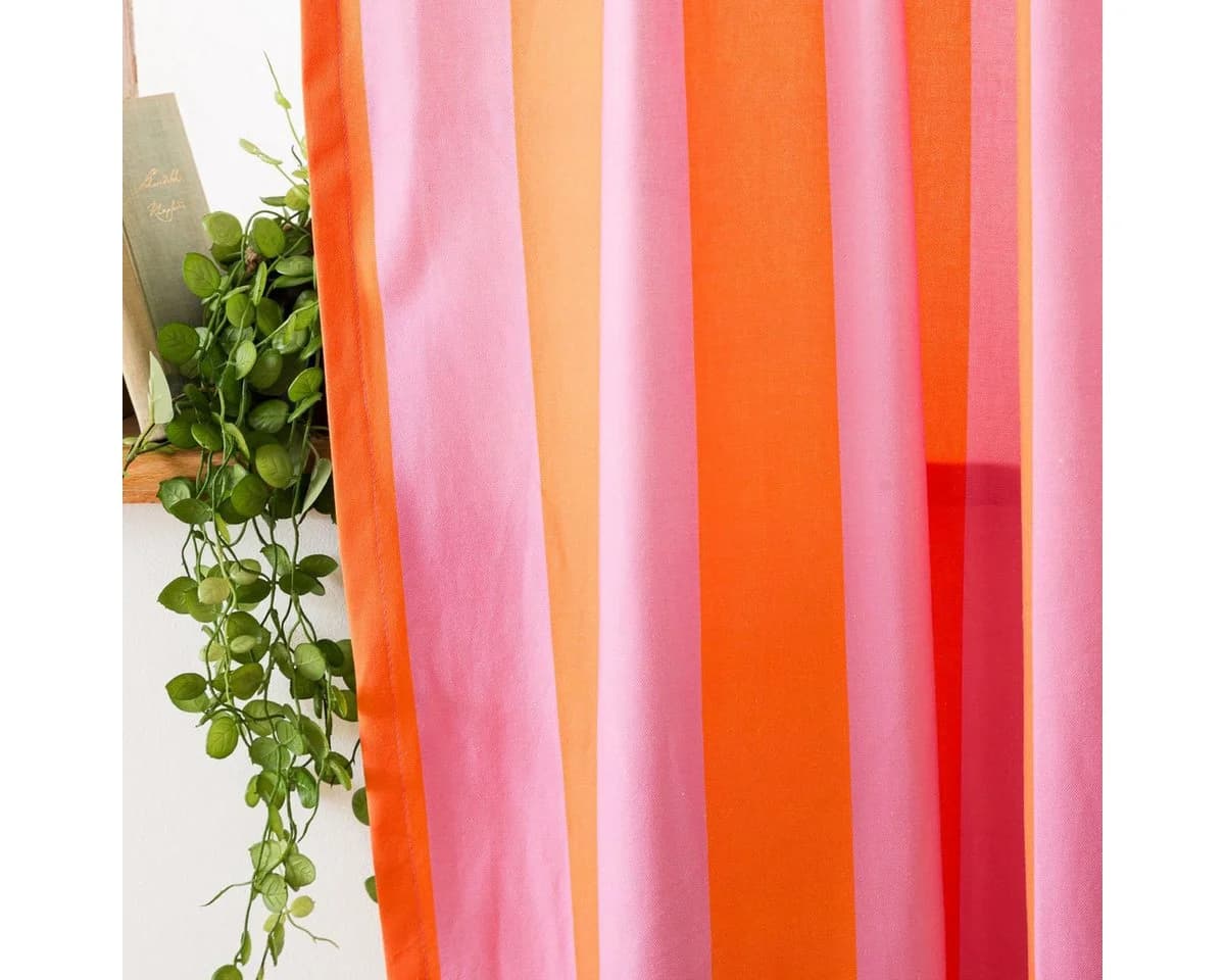 SCHÖNER LEBEN. Vorhang Smok-Schlaufe Streifen orange pink blickdicht Baumwolle - Bild 5