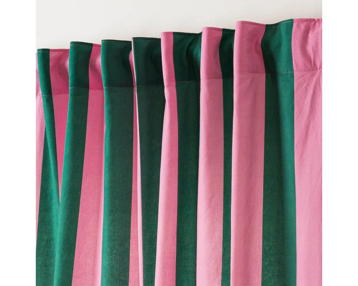 SCHÖNER LEBEN. Vorhang Streifen Dunkelgrün/Pink Smok-Schlaufe - Bild 3