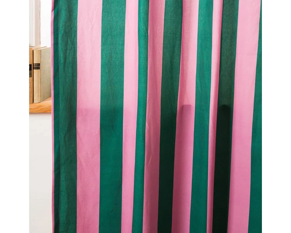 SCHÖNER LEBEN. Vorhang Streifen Dunkelgrün/Pink Smok-Schlaufe - Bild 5