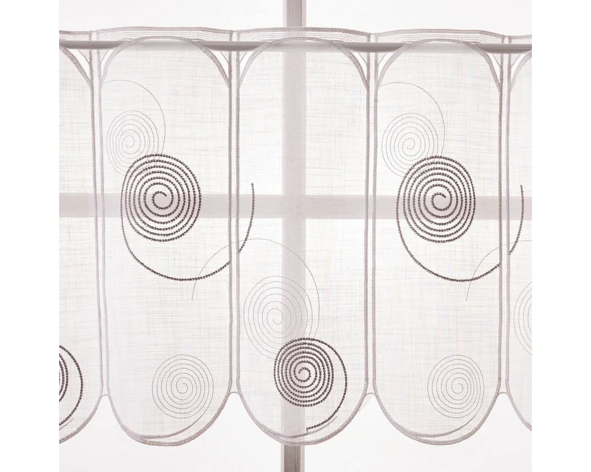 SCHÖNER LEBEN. Stoff Scheibengardinen Meterware Spiralen weiß grau - Bild 5