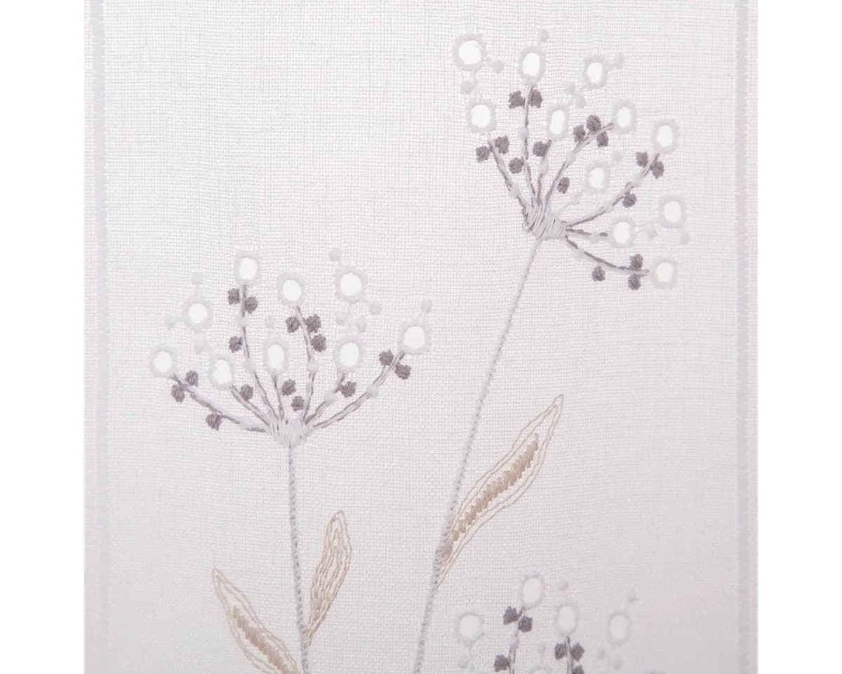 SCHÖNER LEBEN. Scheibengardine Stickerei Leinenoptik Blumen weiß - Bild 4