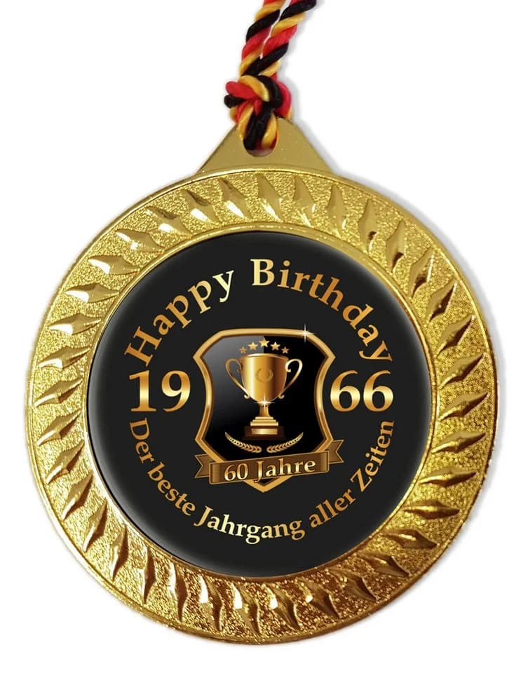 RAHMENLOS® Metallschild Medaille 60. Geburtstag Jahrgang 1966