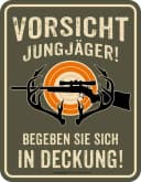 RAHMENLOS® Metallschild „Vorsicht Jungjäger!“ Grau Bild 2