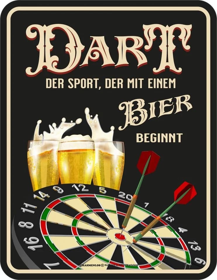 RAHMENLOS® Metallschild Dart und Bier Deko Aluminium - Bild 2