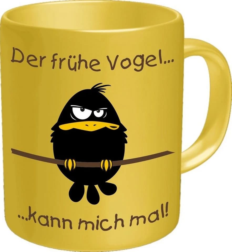 RAHMENLOS® Tasse "Der frühe Vogel kann mich mal!" Gelb Keramik - Bild 2