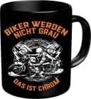 RAHMENLOS® Tasse Kaffeebecher Biker werden nicht grau Schwarz Keramik Bild 2