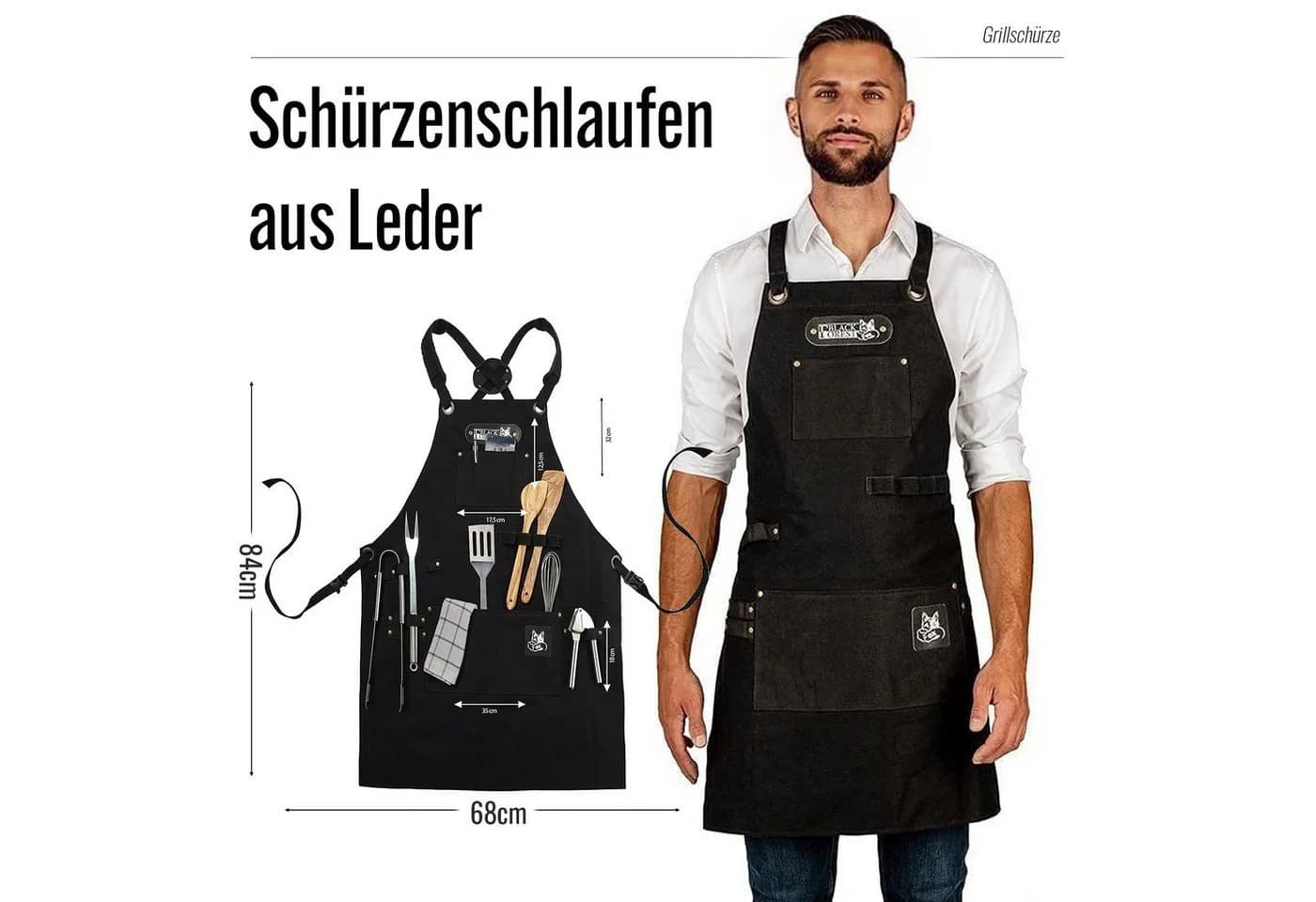 BLACK FOREST FOX Grillschürze Canvas Schwarz COMFORT - Bild 4