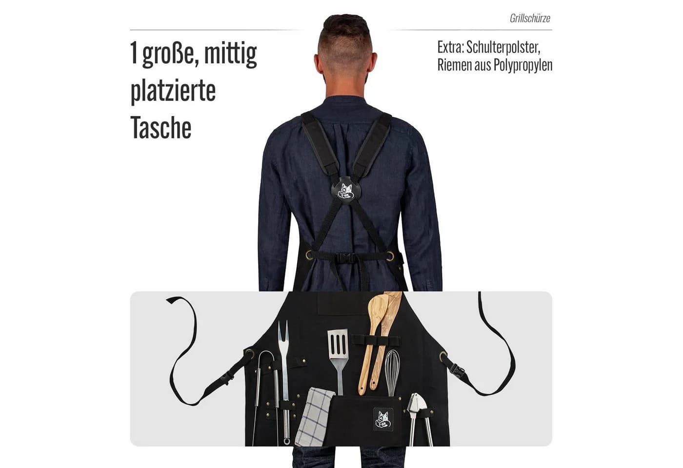 BLACK FOREST FOX Grillschürze Canvas Schwarz COMFORT - Bild 5
