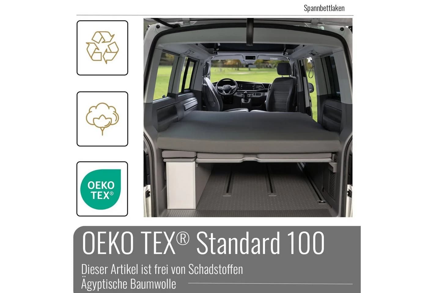 BLACK FOREST FOX Spannbettlaken VW Faltbett T5/T6/T6.1 California Beach Baumwolle - Bild 3