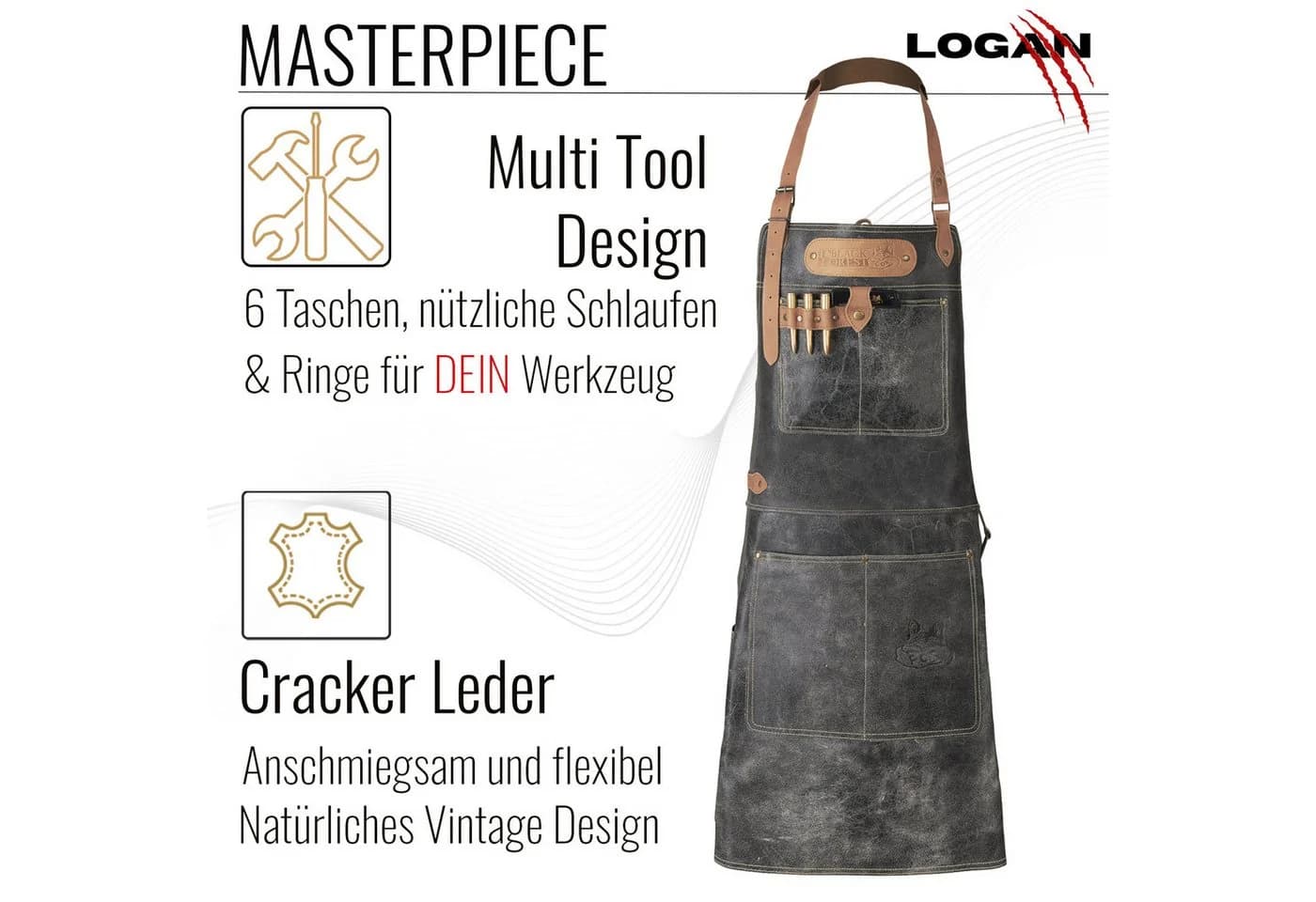 BLACK FOREST FOX Grillschürze Logan Masterpiece Leder Schwarz - Bild 5