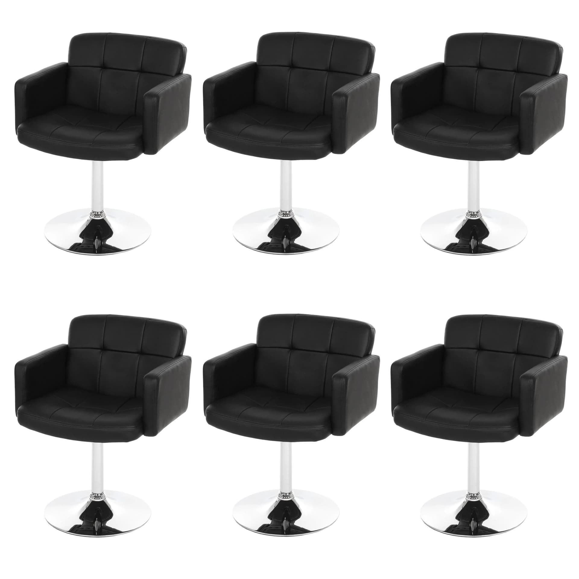 MCW 6er-Set Esszimmerstuhl Houston Schwarz Kunstleder Chrom Drehstuhl - Bild 2