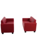 Sofa-Garnitur Moncalieri Kunstleder Rot 2x 2er-Sofa Bild 2