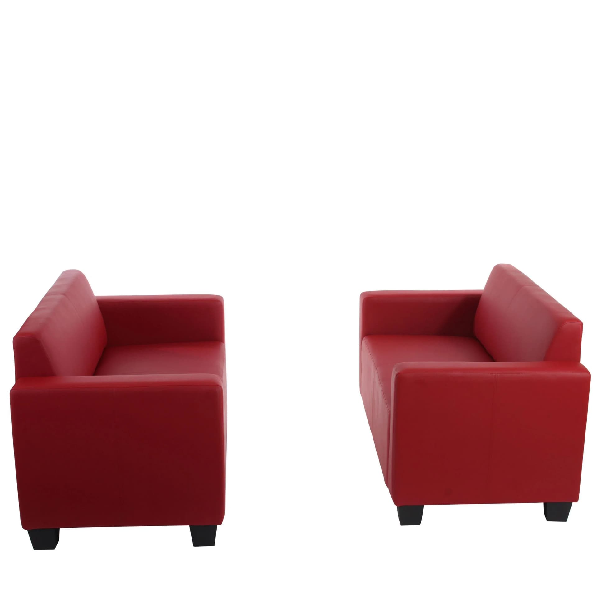 Sofa-Garnitur Moncalieri Kunstleder Rot 2x 2er-Sofa - Bild 2
