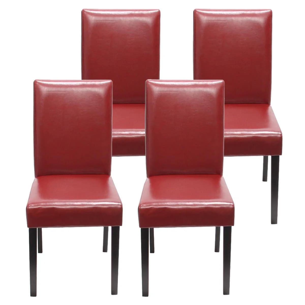 MCW 4er-Set Esszimmerstuhl Kunstleder Rot Dunkle Beine