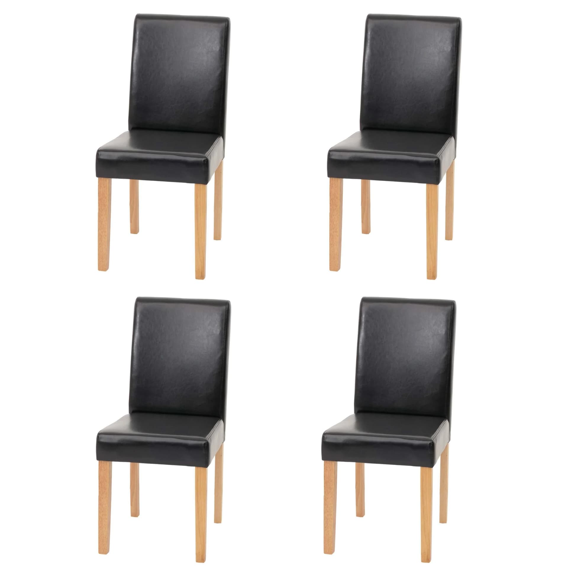 MCW 4er-Set Esszimmerstuhl Schwarz Kunstleder Helle Beine