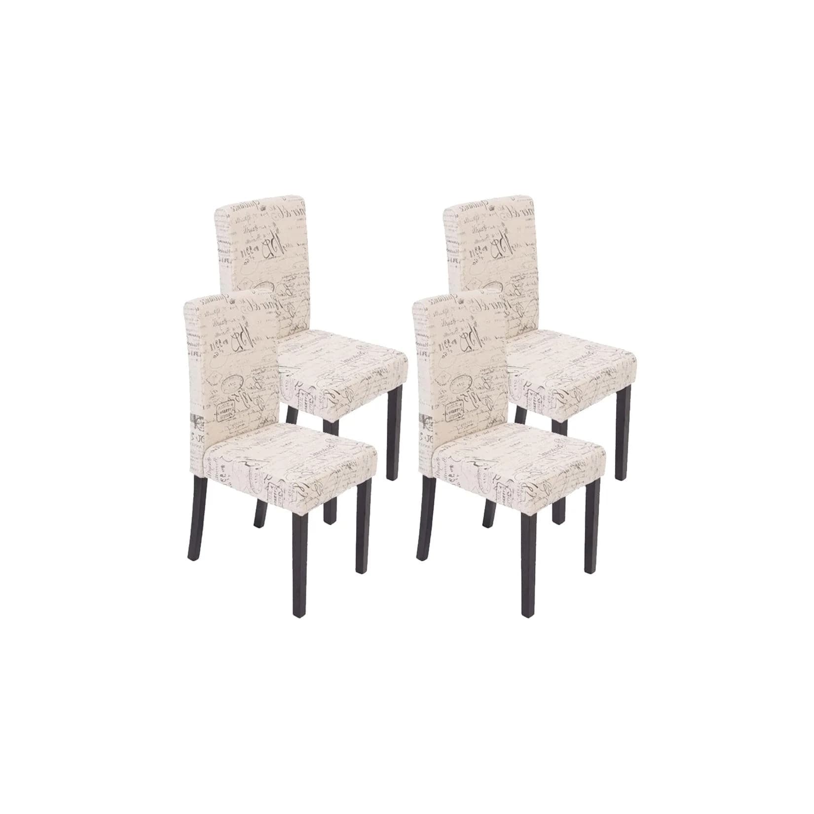 MCW 4er-Set Esszimmerstuhl Littau Textil Creme Dunkle Beine