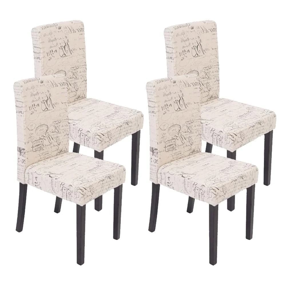 MCW 4er-Set Esszimmerstuhl Littau Textil Creme Dunkle Beine - Bild 2