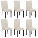 MCW 6er-Set Esszimmerstuhl Littau Kunstleder Weiß Dunkle Beine Bild 2