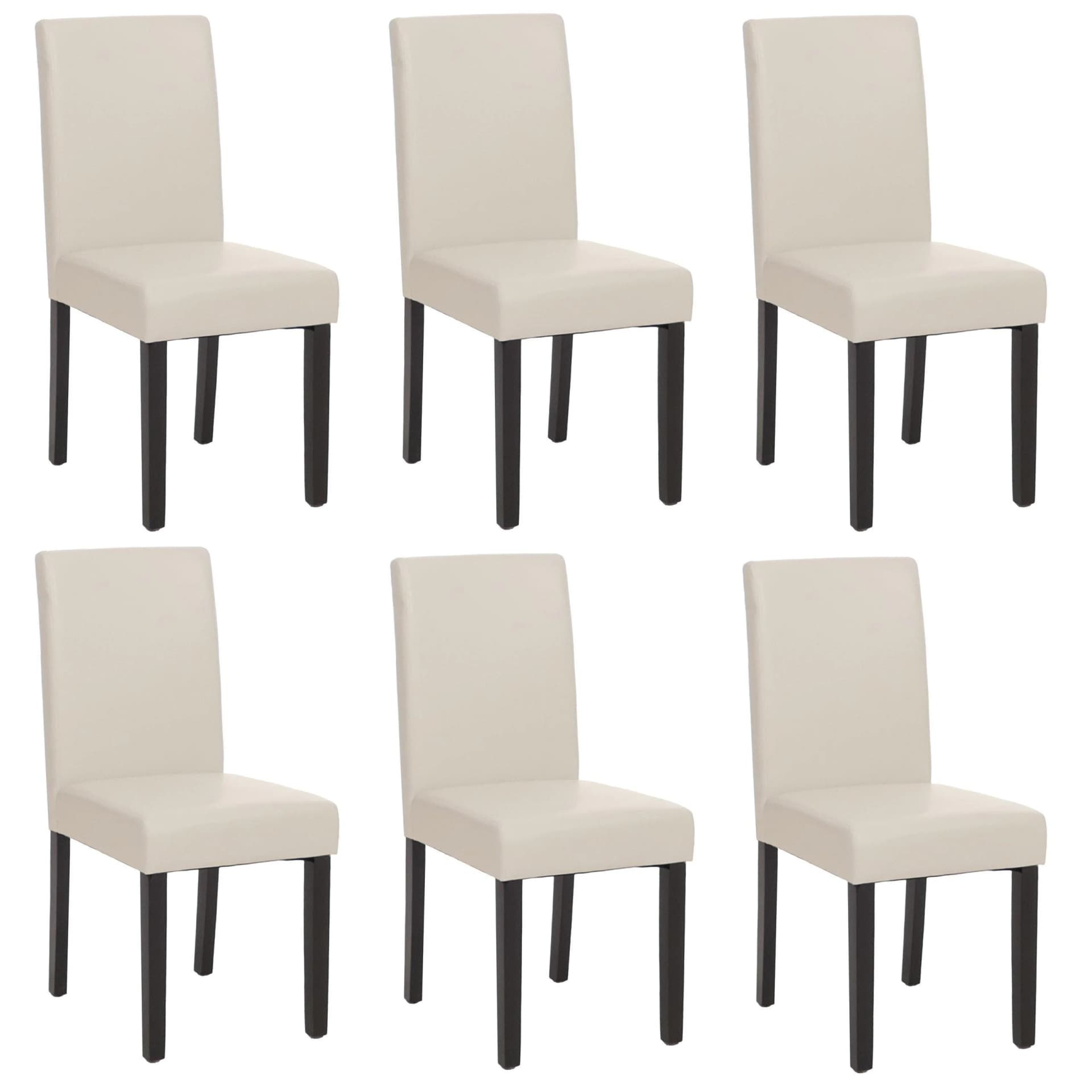 MCW 6er-Set Esszimmerstuhl Littau Kunstleder Weiß Dunkle Beine - Bild 2