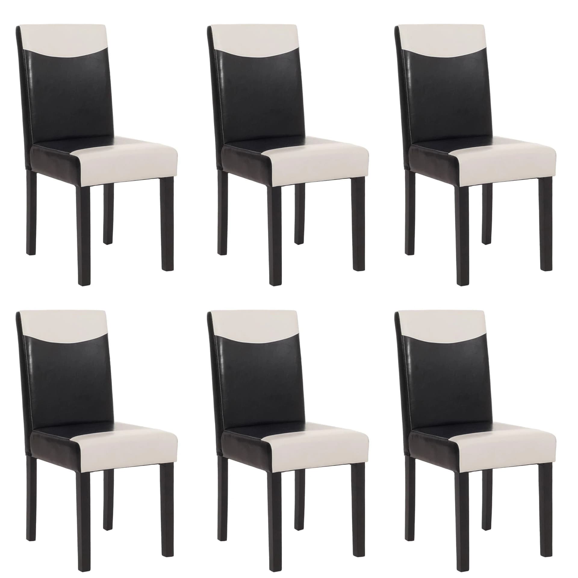 MCW 6er-Set Esszimmerstuhl Littau Schwarz-Weiß Dunkle Beine - Bild 2