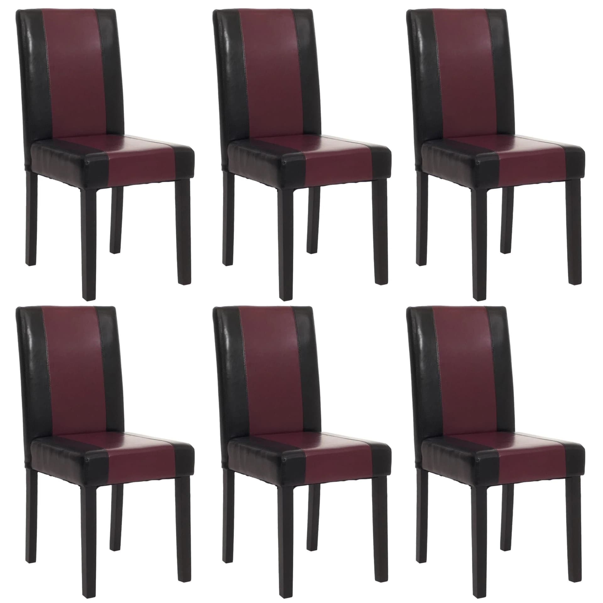 MCW 6er-Set Esszimmerstuhl Littau Schwarz-Rot Dunkle Beine - Bild 2